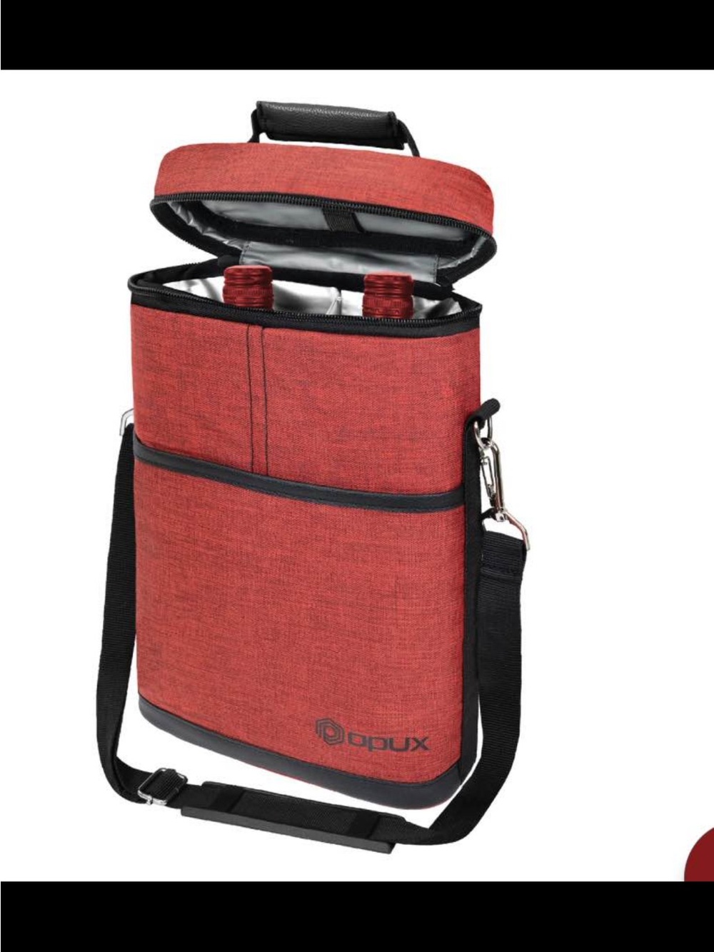 Lux Red Two-Bottle Insulated Men’s Bottle Carrier with Black Trim